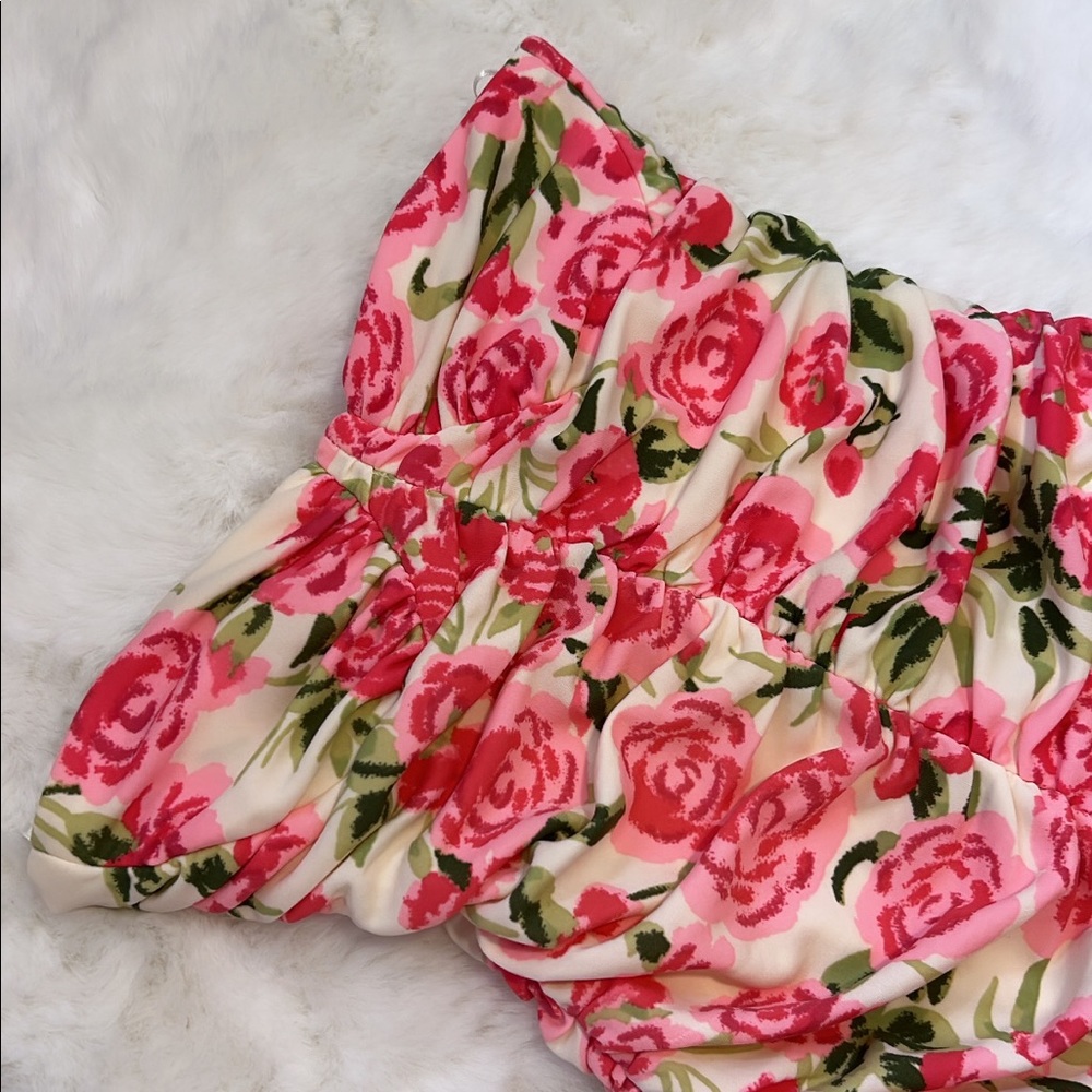 ZARA Draped Floral Bodysuit